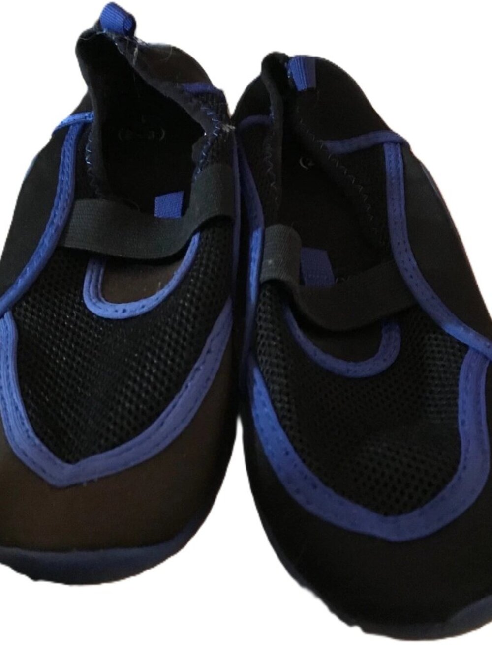 Boys Kids Pool/Water Shoes Aqua Socks Flexible Good Traction BLUE/BLACK Sz L 2/3